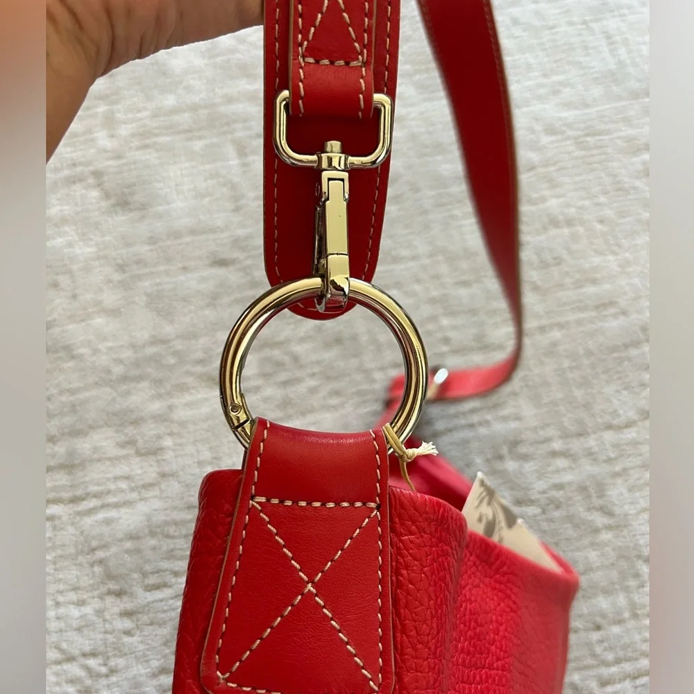 NWT Borlino Red 100% genuine cowhide Leather Hobo Bag-never used
